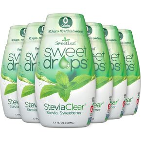 SweetLeaf Sweet Drops Stevia Clear Liquid Stevia Sweetener - Liquid Stevia Drops, Stevia Liquid Sweetener, Zero Calories, Zero Sugar, Non-GMO, Gluten-Free, Keto Friendly - 1.7 Fl Oz, Pack of 6