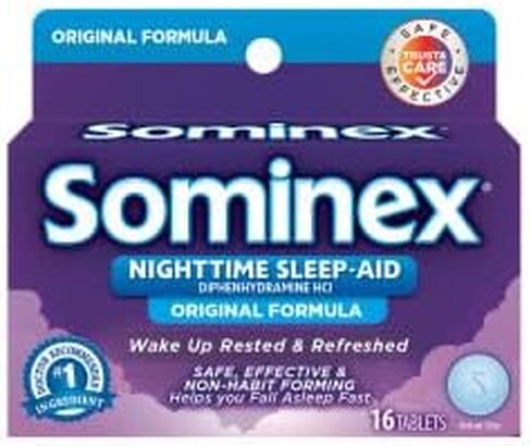 Sominex Nighttime-Aid، آمن وفعال، غير معتاد، أقراص بتركيبة أصلية، أزرق، 32 قرصًا in Kuwait