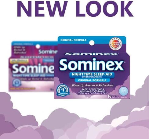 Sominex Nighttime-Aid، آمن وفعال، غير معتاد، أقراص بتركيبة أصلية، أزرق، 32 قرصًا in Kuwait