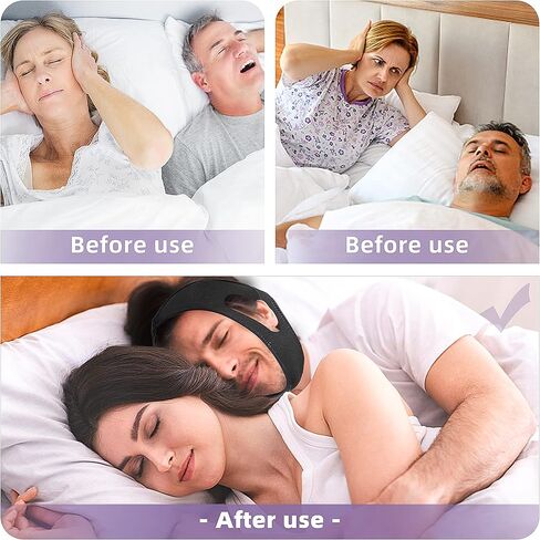 حزام الذقن للشخير - حزام الذقن قابل للتعديل لمستخدمي Cpap الشخير، حل الشخير تنفس حزام الذقن Cpap للرجال والنساء in Kuwait