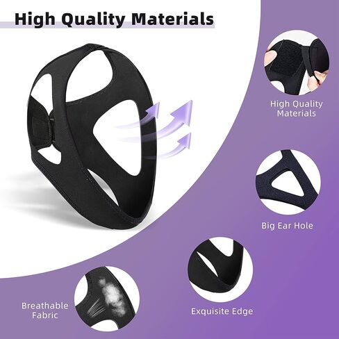 حزام الذقن للشخير - حزام الذقن قابل للتعديل لمستخدمي Cpap الشخير، حل الشخير تنفس حزام الذقن Cpap للرجال والنساء in Kuwait