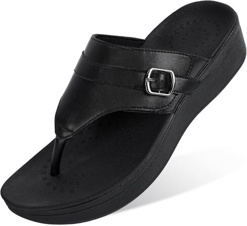 ERGOfoot شباشب لتقويم العظام للنساء، صنادل ثونغ لالتهاب اللفافة الأخمصية للأقدام المسطحة مع دعم القوس، صندل مريح بمنصة عند أصابع القدم مع أشرطة قابلة للتعديل in Kuwait