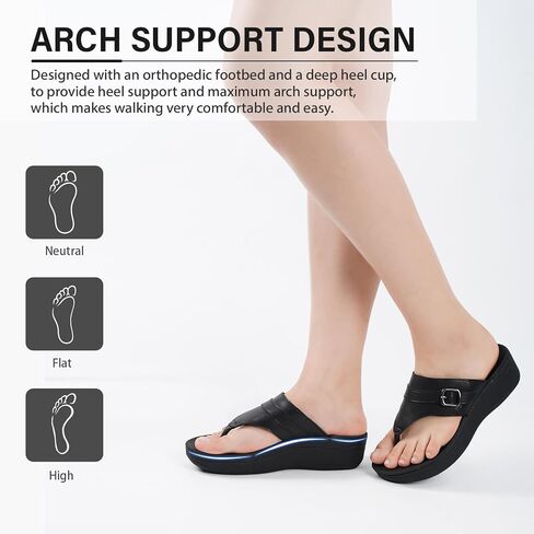 ERGOfoot شباشب لتقويم العظام للنساء، صنادل ثونغ لالتهاب اللفافة الأخمصية للأقدام المسطحة مع دعم القوس، صندل مريح بمنصة عند أصابع القدم مع أشرطة قابلة للتعديل in Kuwait