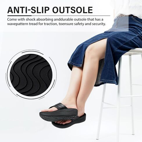 ERGOfoot شباشب لتقويم العظام للنساء، صنادل ثونغ لالتهاب اللفافة الأخمصية للأقدام المسطحة مع دعم القوس، صندل مريح بمنصة عند أصابع القدم مع أشرطة قابلة للتعديل in Kuwait