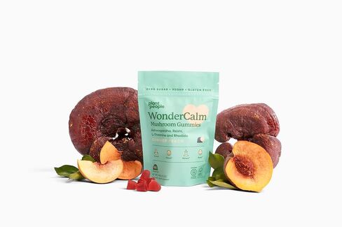 Plant People WonderCalm Mushroom Gummies - Natural Ashwagandha Supplement to Ease Stress & Boost Mood for Adults without Sugar, Gluten or Artificial Colors, Vegan-Friendly, Peach Flavor, 60 Count in Kuwait