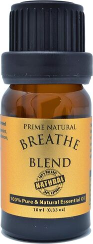 مزيج الزيوت العطرية للتنفس 118 مل - من برايم ناتشورال - صنع في الولايات المتحدة الأمريكية - درجة علاجية نقية غير مخففة للعلاج بالروائح والروائح والناشر - تخفيف الجيوب الأنفية والحساسية والاحتقان والبرد والسعال والصداع in Kuwait