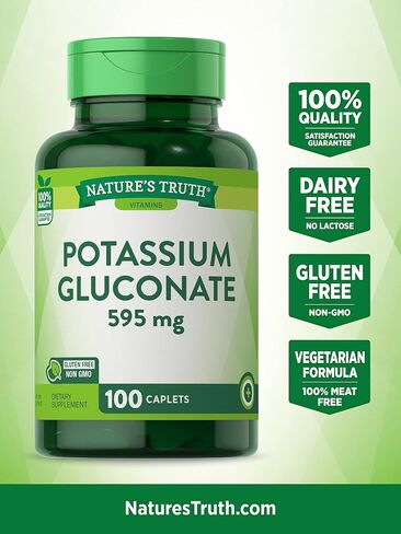 Potassium Gluconate 595mg | 100 Capsules | Vegetarian, Non-GMO, Gluten Free Supplement | by Nature's Truth in Saudi Arabia