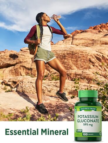 Potassium Gluconate 595mg | 100 Capsules | Vegetarian, Non-GMO, Gluten Free Supplement | by Nature's Truth in Saudi Arabia