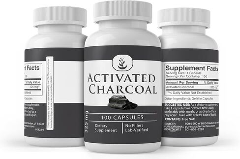 Pure Original Ingredients Activated Charcoal, (100 Capsules) Always Pure, No Additives Or Fillers, Lab Verified in Saudi Arabia