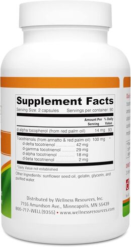 Daily Super E - Superior Full Spectrum Tocotrienols - High in Gamma, Delta, and Alpha (90 Capsules) in Kuwait