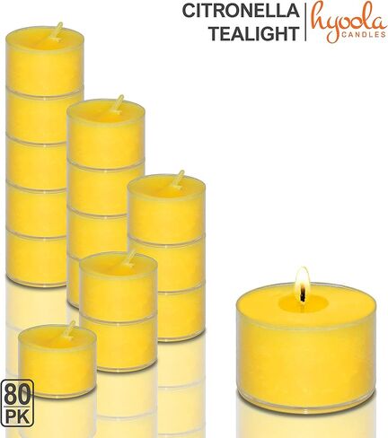 شموع السترونيلا من Tealight للاستخدام الخارجي - وقت الاحتراق لمدة 8 ساعات - شمعة السترونيلا الطاردة للبعوض والحشرات والحشرات في الأماكن المغلقة والهواء الطلق - رائحة منعشة طبيعية - مزخرفة في كوب شفاف - 40 عبوة in Kuwait