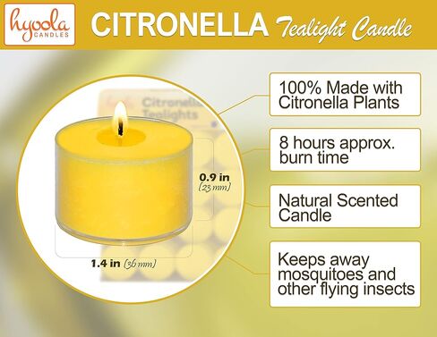 شموع السترونيلا من Tealight للاستخدام الخارجي - وقت الاحتراق لمدة 8 ساعات - شمعة السترونيلا الطاردة للبعوض والحشرات والحشرات في الأماكن المغلقة والهواء الطلق - رائحة منعشة طبيعية - مزخرفة في كوب شفاف - 40 عبوة in Kuwait