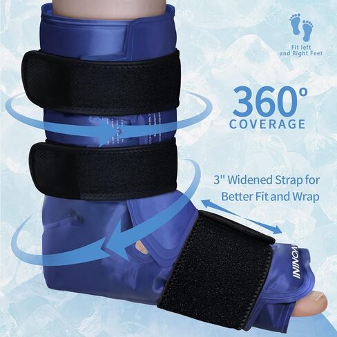 XXL Ankle Foot Ice Pack Wrap for Foot Injuries, Full Coverage Ankle Ice Wrap, Gel Ice Packs Reusable for Plantar Fasciitis, Achilles Tendonitis, Sprained Ankles and Heels, Fibular Injury, Black in Kuwait