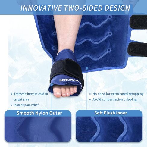 XXL Ankle Foot Ice Pack Wrap for Foot Injuries, Full Coverage Ankle Ice Wrap, Gel Ice Packs Reusable for Plantar Fasciitis, Achilles Tendonitis, Sprained Ankles and Heels, Fibular Injury, Black in Kuwait