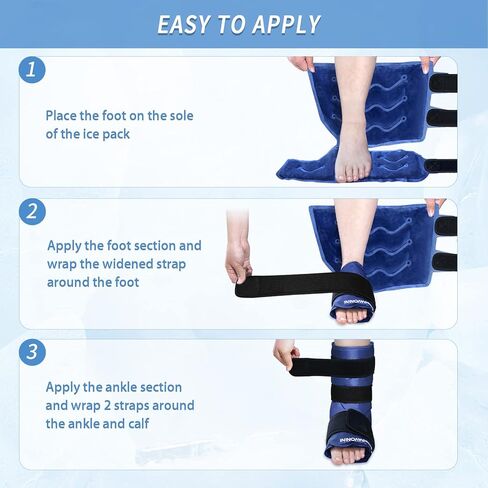 XXL Ankle Foot Ice Pack Wrap for Foot Injuries, Full Coverage Ankle Ice Wrap, Gel Ice Packs Reusable for Plantar Fasciitis, Achilles Tendonitis, Sprained Ankles and Heels, Fibular Injury, Black in Kuwait