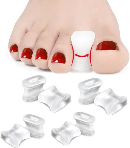 فواصل جل لأصابع القدم وفواصل لأصابع القدم، وفواصل لأصابع القدم لفرد أصابع القدم المتداخلة، والأورام، ومسامير القدم، ومصحح ورم من السيليكون الناعم للرجال والنساء (8 عبوات) in Kuwait