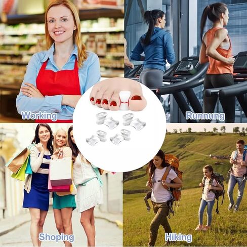 فواصل جل لأصابع القدم وفواصل لأصابع القدم، وفواصل لأصابع القدم لفرد أصابع القدم المتداخلة، والأورام، ومسامير القدم، ومصحح ورم من السيليكون الناعم للرجال والنساء (8 عبوات) in Kuwait