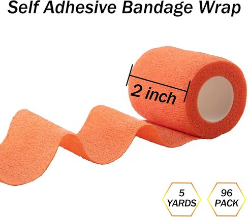 BQTQ 96 Rolls Self Adhesive Bandage Wrap Tape 1 Inch Black Self Adherent Wrap Self Stick Bandage Athletic Wraps Tape Stretch Bandages for Wrist Ankle Swelling Sprains in Kuwait