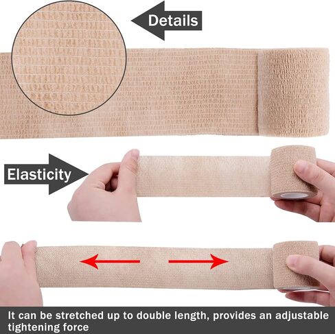 BQTQ 96 Rolls Self Adhesive Bandage Wrap Tape 1 Inch Black Self Adherent Wrap Self Stick Bandage Athletic Wraps Tape Stretch Bandages for Wrist Ankle Swelling Sprains in Kuwait