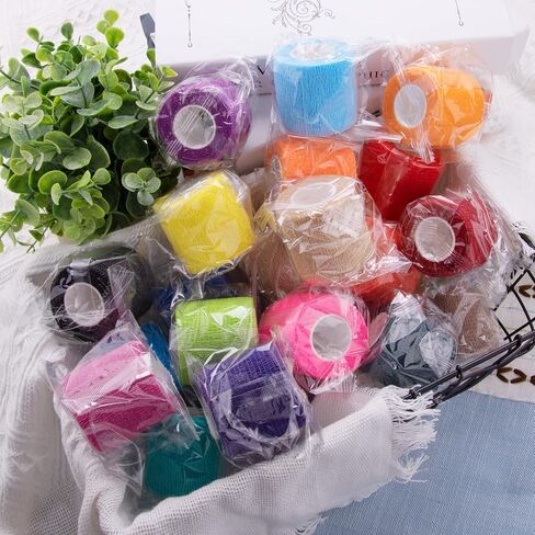 BQTQ 96 Rolls Self Adhesive Bandage Wrap Tape 1 Inch Black Self Adherent Wrap Self Stick Bandage Athletic Wraps Tape Stretch Bandages for Wrist Ankle Swelling Sprains in Kuwait