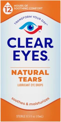 Clear Eyes Natural Tears Lubricant Eye Drops, 0.5 Fl oz. (Pack of 2) in Kuwait