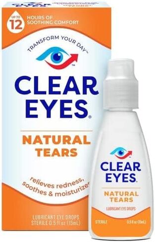 Clear Eyes Natural Tears Lubricant Eye Drops, 0.5 Fl oz. (Pack of 2) in Kuwait
