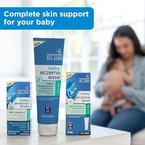 Mommy's Bliss® مرطب يومي Eczema Ease يومي مع دقيق الشوفان الغروي وزبدة الشيا وزيت الزيتون، يحمي ويخفف من تهيج الجلد والحكة بسبب الأكزيما، خالي من الستيرويدات والفثالات، 5 أونصة in Kuwait