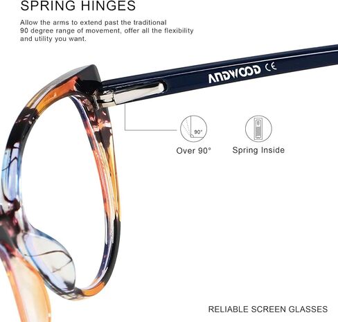 ANDWOOD نظارات حجب الضوء الأزرق للنساء Bluelight Blocker الكمبيوتر Cateye واضح القط العين النظارات الإطار AR003 in Kuwait
