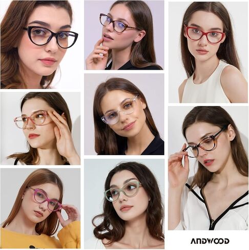 ANDWOOD نظارات حجب الضوء الأزرق للنساء Bluelight Blocker الكمبيوتر Cateye واضح القط العين النظارات الإطار AR003 in Kuwait