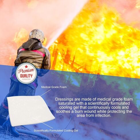ضمادة مارفيل هيلث هيدروجيل للحروق مقاس 10.16 سم × 10.16 سم، عبوة من 5 وسادات معقمة فردية، استخدام الإسعافات الأولية، بارد، مهدئ، يحمي جميع الحروق، ناعم وقابل للتوافق in Kuwait