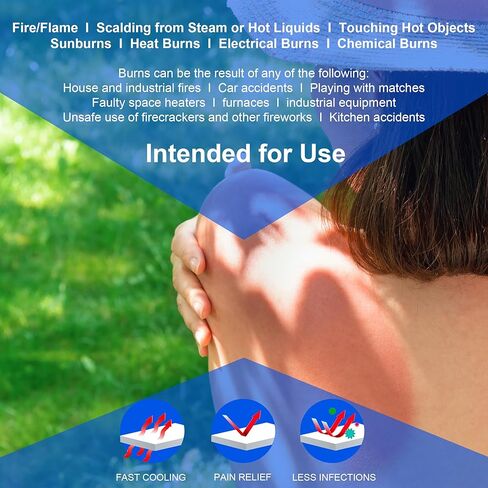 ضمادة مارفيل هيلث هيدروجيل للحروق مقاس 10.16 سم × 10.16 سم، عبوة من 5 وسادات معقمة فردية، استخدام الإسعافات الأولية، بارد، مهدئ، يحمي جميع الحروق، ناعم وقابل للتوافق in Kuwait