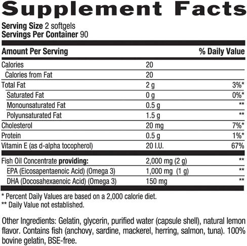 Country Life Omega 3 Mood، 2000 ملغ من زيت السمك مع EPA وDHA، 90 كبسولة هلامية، خالية من الغلوتين معتمدة in Saudi Arabia