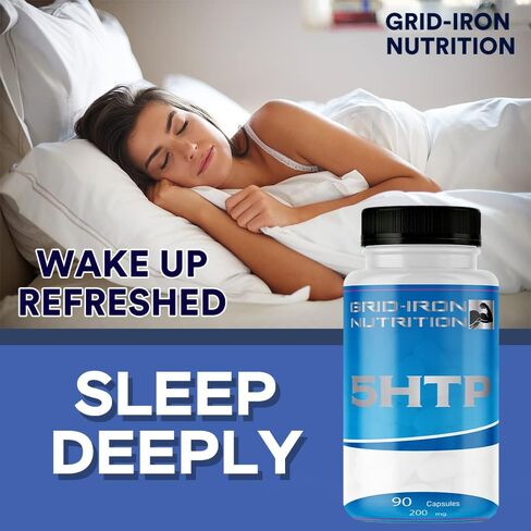 GRID-IRON NUTRITION 5-HTP 200 ملغ، 90 كبسولة (5-هيدروكسي تريبتوفان) - يدعم المزاج الهادئ والمريح - غير معدّل وراثيًا in Kuwait