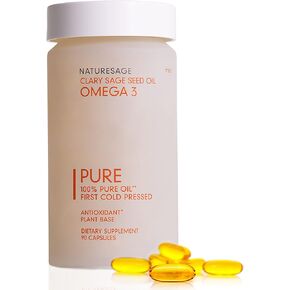 Vegan Omega 3 Capsule Supplement, Plant-Based Omega 3 Fish Oil Alternative, 90 Capsules – Cold Pressed from Clary Sage Seed – Kosher - Omega 3 Fatty Acid Supplement