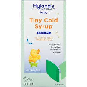 Hyland's Naturals Baby Tiny Cold Syrup, Nighttime PM, Natural Relief of Sneezing, Runny Nose, Congestion & Sleeplessness, 4 Ounce in Kuwait
