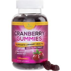 Cranberry Gummies - Urinary Tract Health Gummy + Vitamin C - 25,000mg - Triple Strength Cranberry Concentrate Extract Supplement Pills, Ultimate Potency, Non-GMO, Gluten Free - 60 Gummies in Kuwait