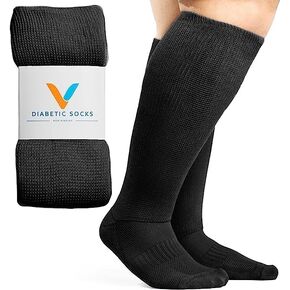 Viasox EasyStretch Diabetic Socks for Men & Women, Non Binding Top, Seamless Toe, Loose Fit (Navy Blue, Large) in Saudi Arabia