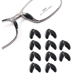 10 Pairs Adhesive Glasses Nose Pads, Pea Shape Stick on Anti-Soft Silicone, Adhesive Nose Pads Glasses for Glasses, Eyeglasses and Sunglasses (10 Pairs Black) in Kuwait