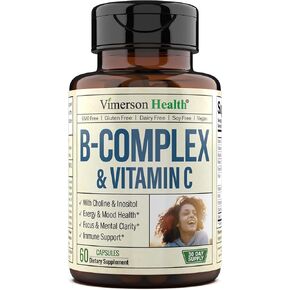 Vitamin B Complex with Vitamin B12, Niacin, Vitamin B2, Vitamin B6, Folic Acid 400mcg. B Complex Vitamins for Women & Men. Aids Mood, Energy, Nervous System & Immune Support. High Potency. One a Day