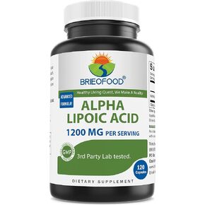 Brieofood Alpha Lipoic Acid 1200mg per Serving - 120 Capsules - Non-GMO, Gluten Free in Saudi Arabia