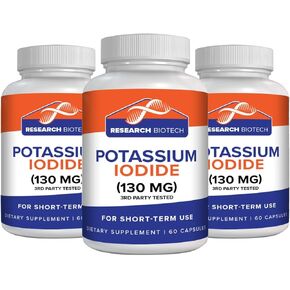 (2 Pack) Potassium Iodide Supplement Tablets Pills 130mg - 120 Capsules Dietary Thyroid Support Protector, KI Iodine Tablet Vitamins Best Potasium YODO Naciente in Saudi Arabia