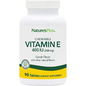 NaturesPlus Vitamin E Chewable - 400 iu, 90 Vegetarian Tablets - Natural Carob Flavor - Healthy Cardiovascular Function, Free-Radical Defense & Overall Wellbeing - Gluten-Free - 90 Servings in Saudi Arabia