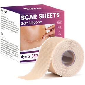 Silicone Scar Sheets (1.6" x 150" Roll-3.8M), Morfone Silicone Scar Tape, Professional and Effective Silicone Scar Removal Strips for C-Section, Surgery, Burn, Keloid, Acne, Upgrade Waterproof in Kuwait