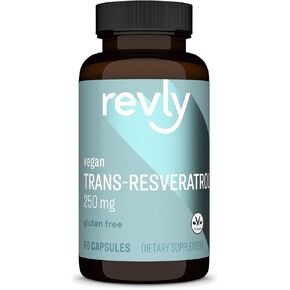 Amazon Brand - Revly Trans-Resveratrol، 250 مجم، 60 كبسولة، كمية تكفي لمدة شهرين، نباتي in Kuwait
