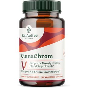 العناصر الغذائية النشطة بيولوجيًا CinnaChrom - مكمل غذائي - بيكولينات الكروم، كبسولات القرفة - مكونات طبيعية للقوة والصحة العامة - مكمل نباتي، خالي من الغلوتين، 120 كبسولة in Kuwait