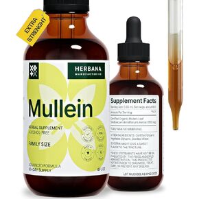Mullein Drops 2 oz - Extra Strenght 45-Day Supply - Lung Detox & Lung Cleanse Supplement - Respiratory Health and Immune Support Liquid Extract - Mullein Leaf Tincture