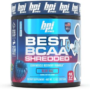 BPI Sports Best BCAA Shredded Caffeine-Free Thermogenic Recovery Formula BCAA Powder Lean Muscle Building Accelerated Recovery - Hydration - Blue Raspberry- 25 Servings - 9.7 Ounce in Saudi Arabia