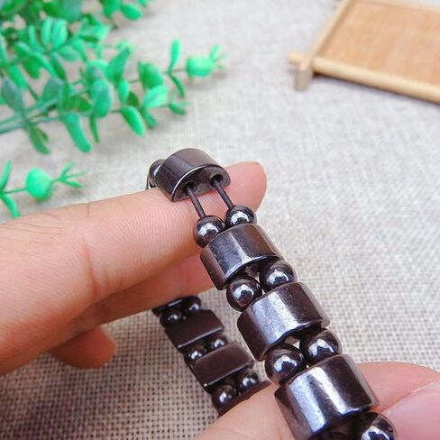 FUTIMELY 4 Pcs Black Hematite Bracelet Energy Elastic Magnet Stone Beaded Bracelet Natural Crystal Gemstone Hematite Magnet Stretch Bracelet Friendship Bracelet Couple Bracelet for Men Women in Kuwait