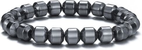 FUTIMELY 4 Pcs Black Hematite Bracelet Energy Elastic Magnet Stone Beaded Bracelet Natural Crystal Gemstone Hematite Magnet Stretch Bracelet Friendship Bracelet Couple Bracelet for Men Women in Kuwait