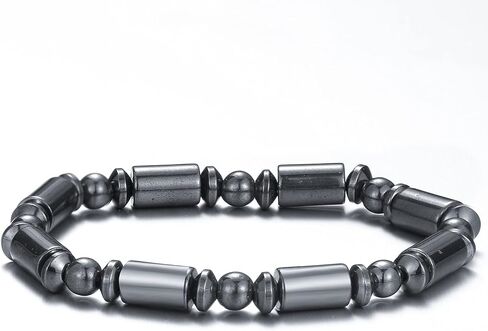 FUTIMELY 4 Pcs Black Hematite Bracelet Energy Elastic Magnet Stone Beaded Bracelet Natural Crystal Gemstone Hematite Magnet Stretch Bracelet Friendship Bracelet Couple Bracelet for Men Women in Kuwait